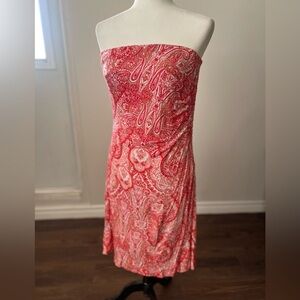 Strapless Paisley Dress with rouched side